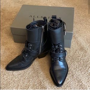 All Saints Alice black leather boots